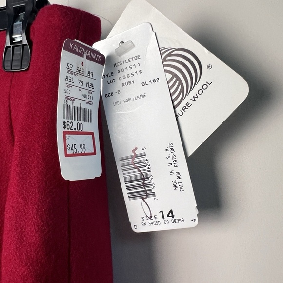 Vintage Rena Rowan Saville Skirt Women's 14P Lined Zipper 100% Pure Wool Red - Picture 3 of 6